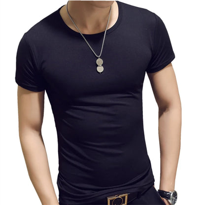 Slim Fit Solid Color Round Neck Tees