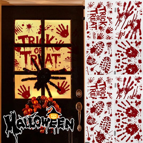 Halloween Decoration Reusable Bloody Handprint Footprint Horror Sticker