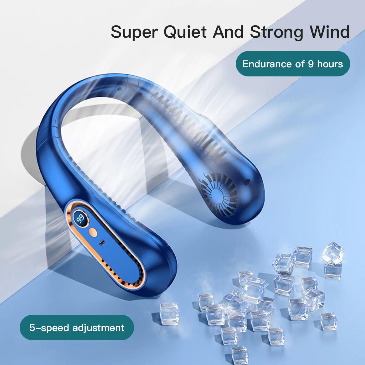 3000mA Portable Mini Hanging Bladeless Digital Display Rechargeable Electric Fan