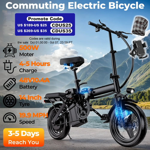 LELEKUAI 500W 20 MPH, 48V 10.4Ah Removable Battery, 14