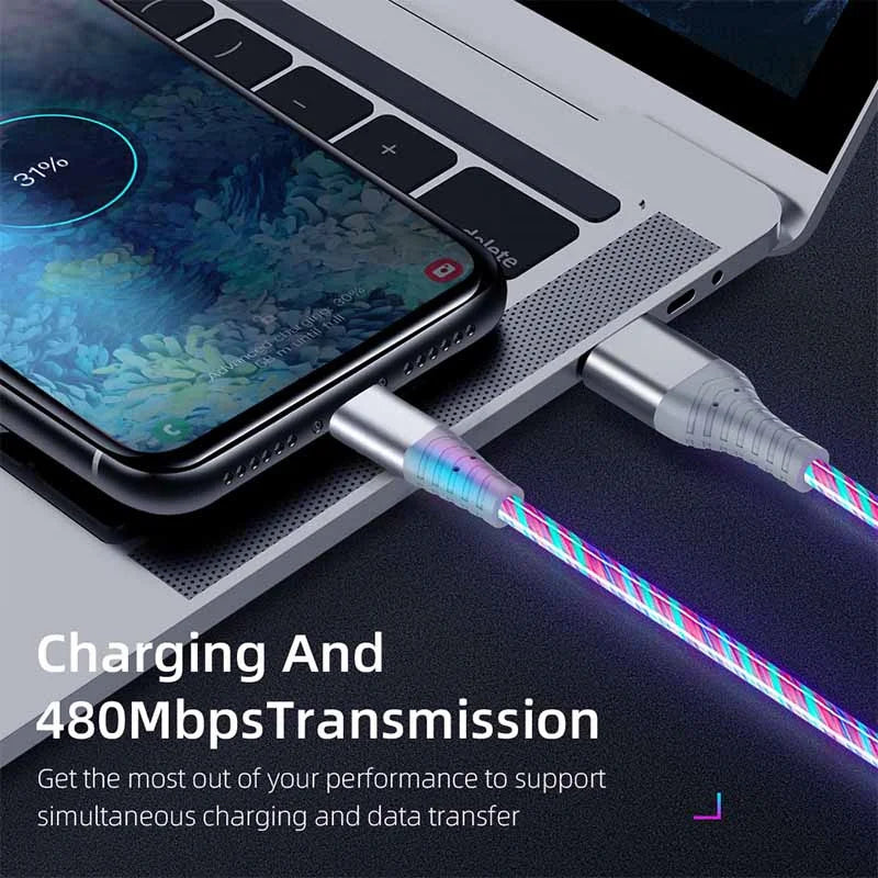 Luminous USB Type C Cable 3A Fast Charging Data Cord