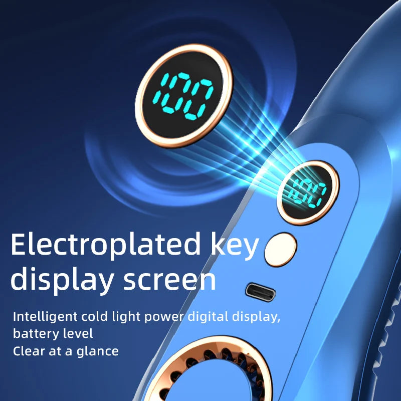 3000mA Portable Mini Hanging Bladeless Digital Display Rechargeable Electric Fan