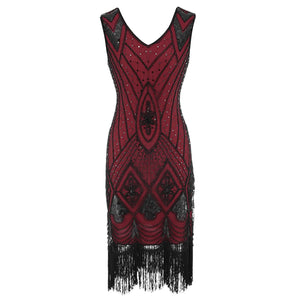 1920S Great Gatsby Tasseled Beaded Sequin Party Dress