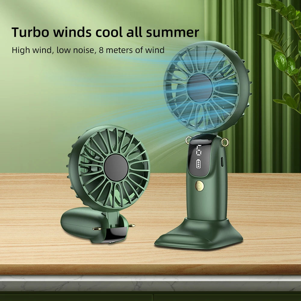 2PCS  Mini Handheld 6 Speed Rechargeable Fan with Phone Stand
