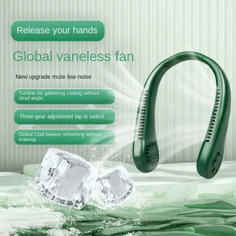 Long Life Mini Portable No Blade Hanging Neck 3 Speed Sport Fan