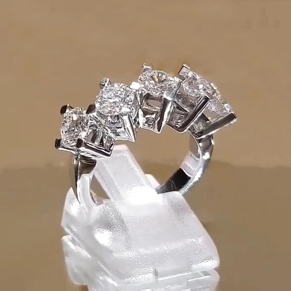 Huitan Simple Stylish Design Women's Rings with 5 AAA CZ Stone