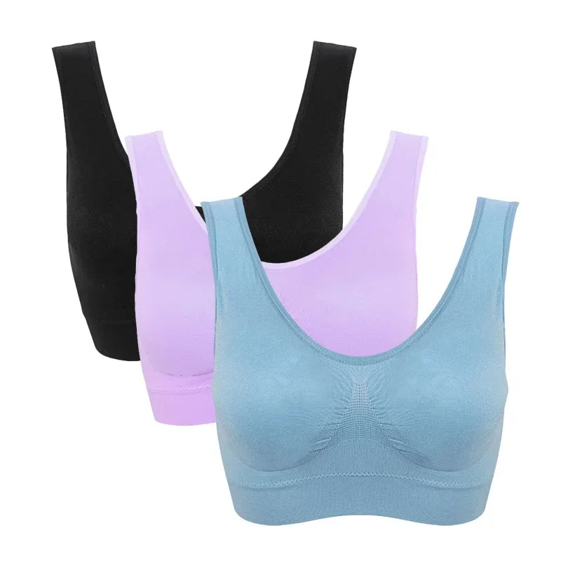3pcs Seamless Active Bra With Removable Pad