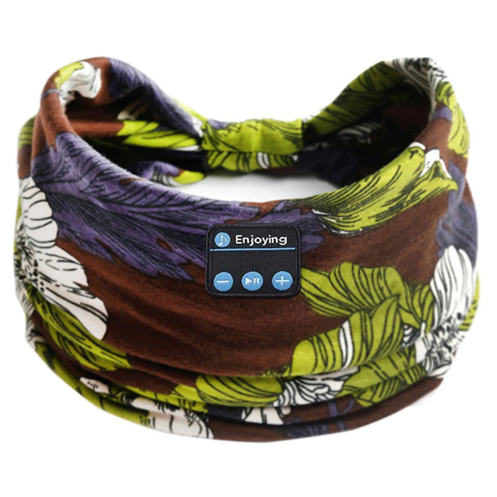Wireless Bluetooth Floral Print Headband Headphones with Headset Microphone