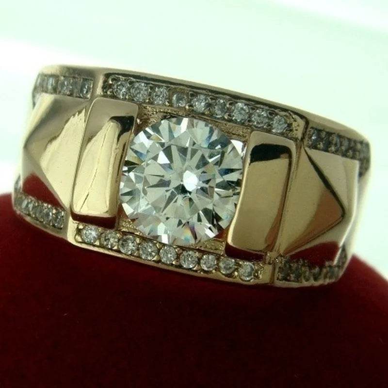 Luxury Metal Carving Inlaid Zircon Stone Couple's Bridal Set