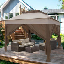 11x11 Pop-up Instant Gazebo Tent with 4 Sidewalls with Carry Bag Stakes and Ropes