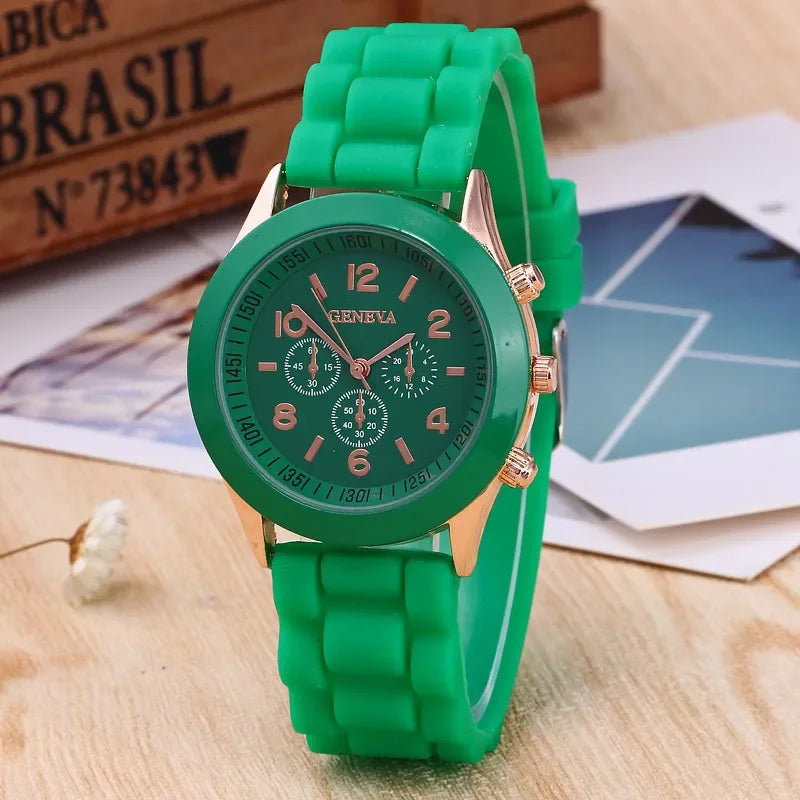 Geneva Ladies Silicone Strap Quartz Wristwatch