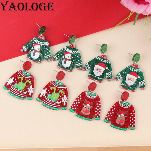 YAOLOGE Fun Innovative Christmas Elements Earrings