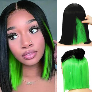 Black To Red Bob Wig Straight Shoulder Length