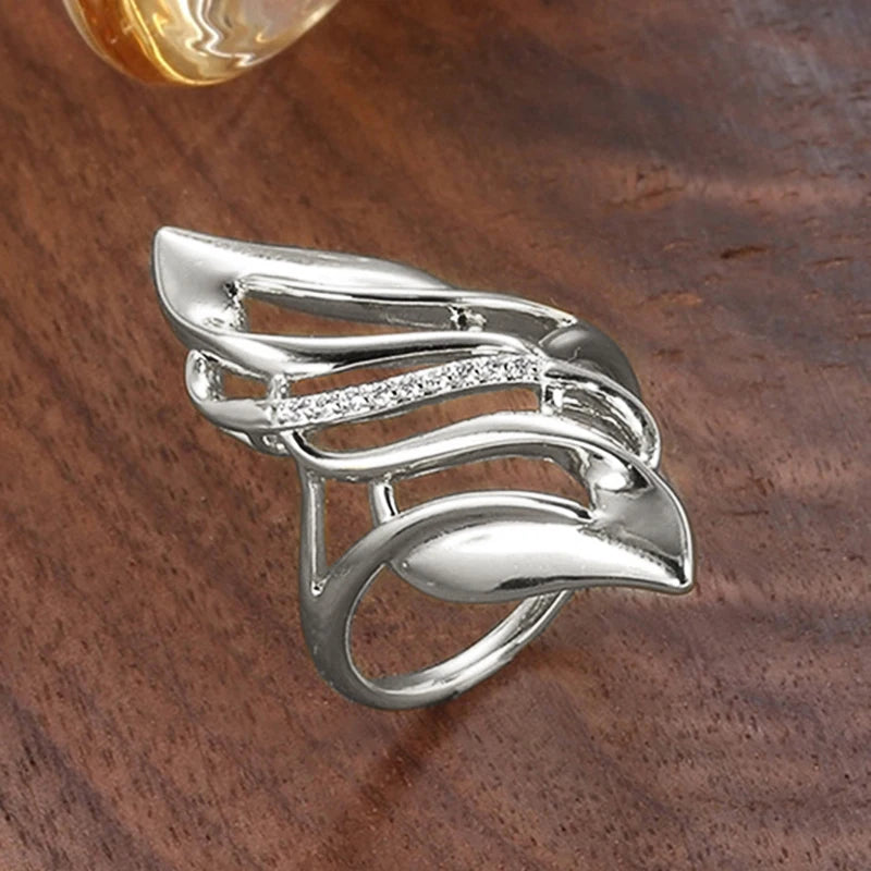 Huitan Hyperbole Marquise Shaped Full Paved Cubic Zirconia Trendy Ring