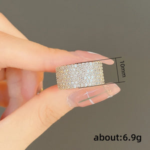 Classic 925 Sterling Silver Aggressive Wide Bling Full Zircon Rings