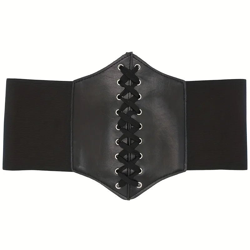 Black Wide Faux Leather Slimming Waist Belt