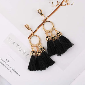 Trendy Bohemian Statement Tassel Clip On Earrings