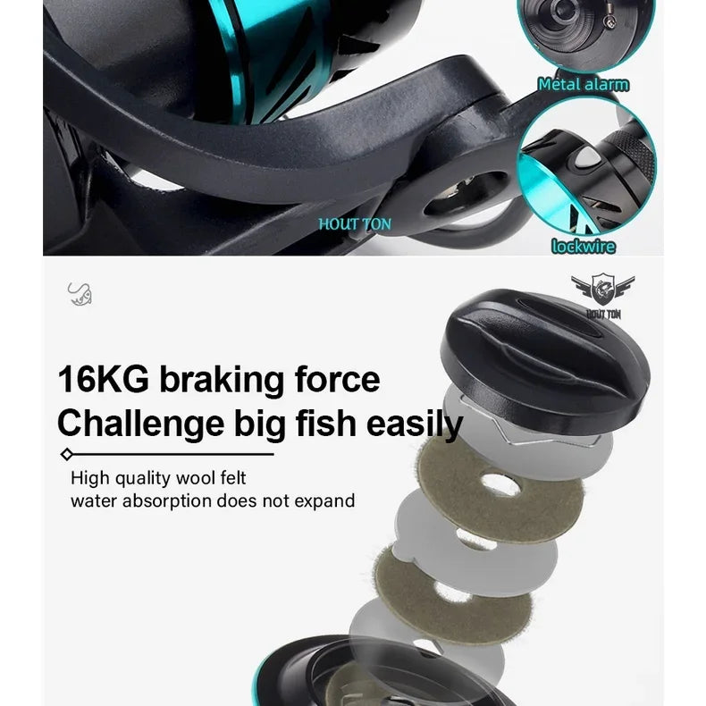 Spinning Drag Power 16KG Braking Force High Speed Spinning 800-7000 Reel