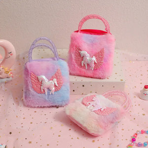 Unicorn Cartoon Plush Shoulder Bag