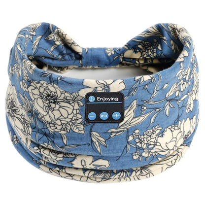 Wireless Bluetooth Floral Print Headband Headphones with Headset Microphone