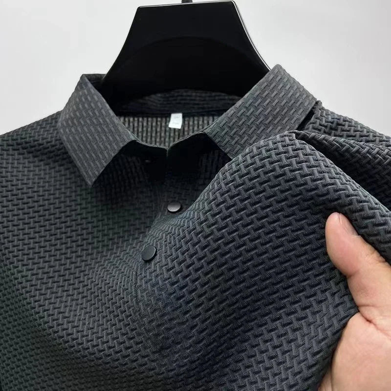 Casual Short Sleeved Solid Color Polo Shirt