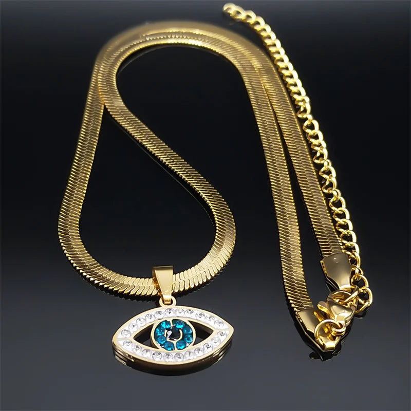 Vintage Crystal Evil Demon Eye Choker Necklace