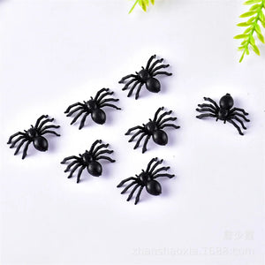 50pcs Halloween Spiders Decorations Small Black Plastic Spiders