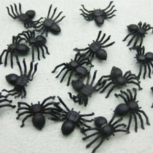 50pcs Halloween Spiders Decorations Small Black Plastic Spiders