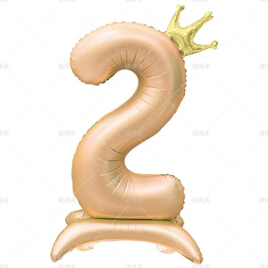 42" Colored Number Stand Foil Balloons with Crown Figures