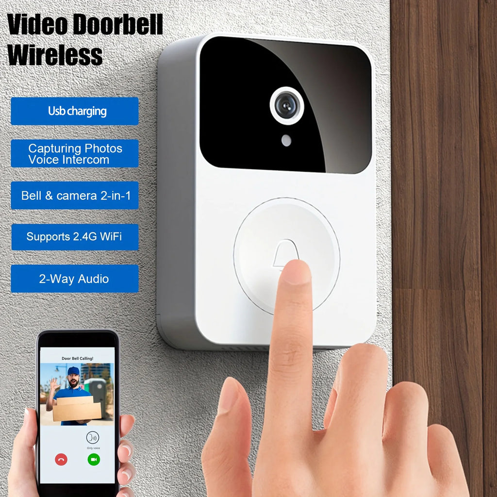 Smart Home Wireless Rechargeable HD Camera Two Way Audio Visual Doorbell