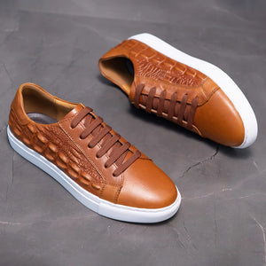 Genuine Leather Casual Trendy Crocodile Pattern Shoes