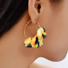 Fabric Flower Dangle Earrings