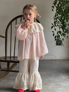 Girl's Fashionable Sweet and Gentle Lace Flared Trousers