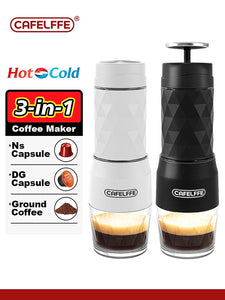 Cafelffe 3 In1 Portable Coffee Machine Manual Espresso Maker For Capsule & Ground Hand Press Brewer