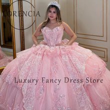 Princess Sparkling Applique Strapless Quinceanera Dress