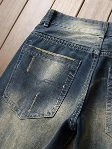 Men's Ripped Designer Print Slim Jeans