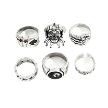 6Pcs Silver Decorative Ring Set
