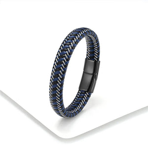 Leather Rope Stainless Steel Buckle Braided Bracelet