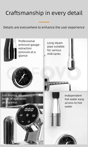 CAFOVO CM6005 Commercial Espresso Machine 3100W Dual Pump Triple Boiler PID Temperature Control 3-Hole Steam Wand