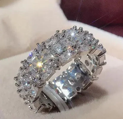Elegant 925 Sterling Silver Big Water Drop Zircon Stone Ring