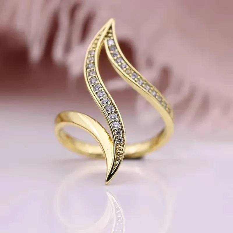 Huitan Hyperbole Marquise Shaped Full Paved Cubic Zirconia Trendy Ring