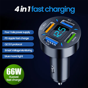 66w 4 Ports USB Quick Charge Electric Device Charger