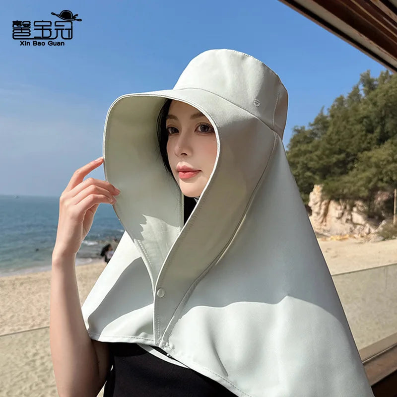 Shawl Neck Protection Integrated Sun Hat