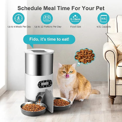 Cat Timing Smart APP Stainless Steel Double Meal Cat Feeder