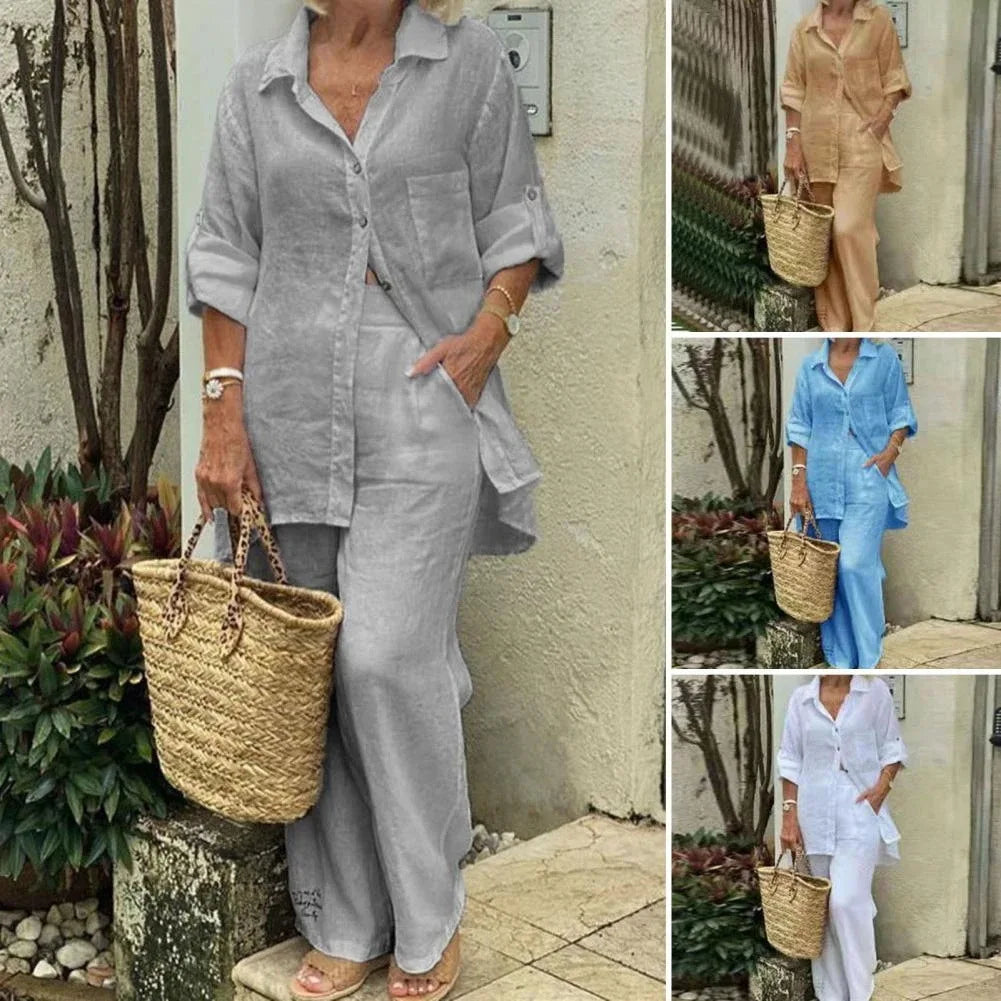 Cotton Linen Casual 2 Piece Set
