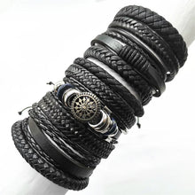 10 Pcs/set Black Wrap Woven Handmade Leather Bracelets