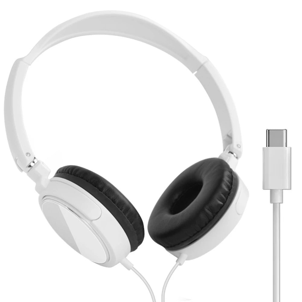 Foldable Adjustable Wired 3.5mm/Type C Bass Stereo Headphones