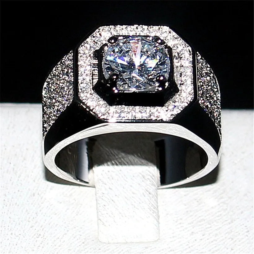925 Sterling Silver Round 2ct Simulated Diamond Ring