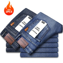 2-piece Set  WhinLEE Black and Blue Business Elite Micro Elastic Straight Leg Multi-craft Jeans