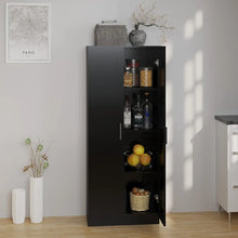 Panama Wood Narrow Free Standing Tall Storage Cabinet